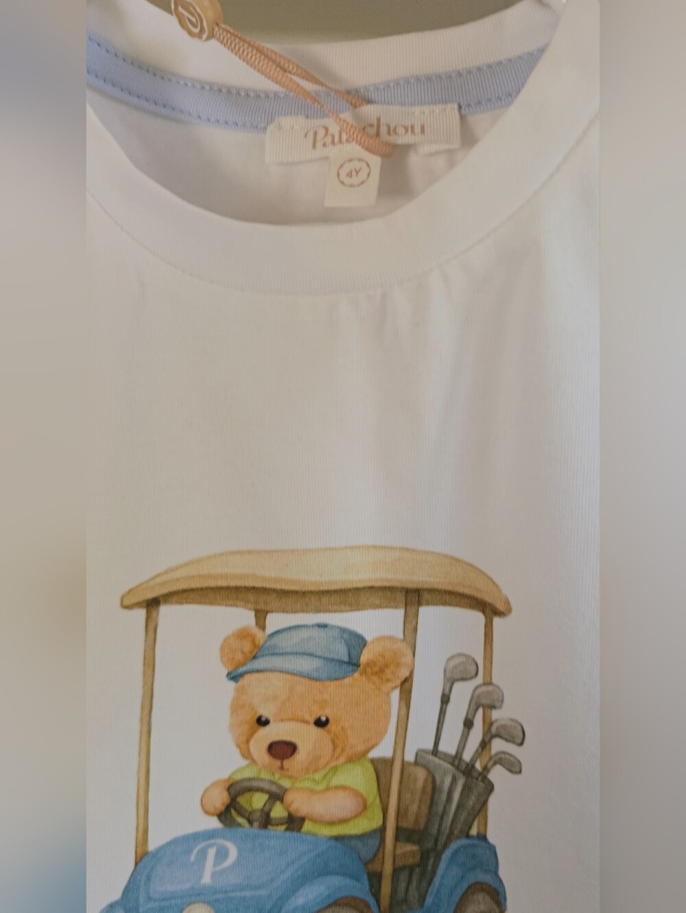 NWT Patachou 4T Boy Teddy Bear Golf Cart Graphic Tee European Luxury Designer - Picture 14 of 14